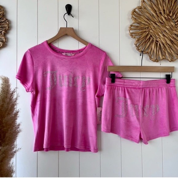 Juicy Couture Other - Juicy Couture Pink Velour Pajama Set